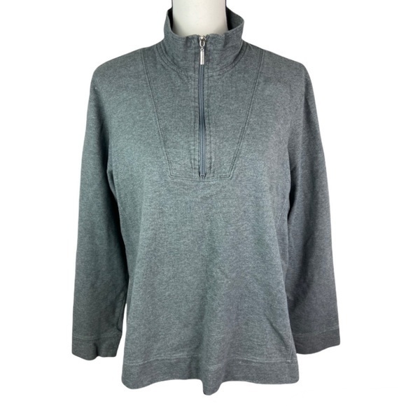 Gloria Vanderbilt Sport Sweatshirt Top Size 1X Gray Quarter Zip Long Sleeve - Picture 1 of 13